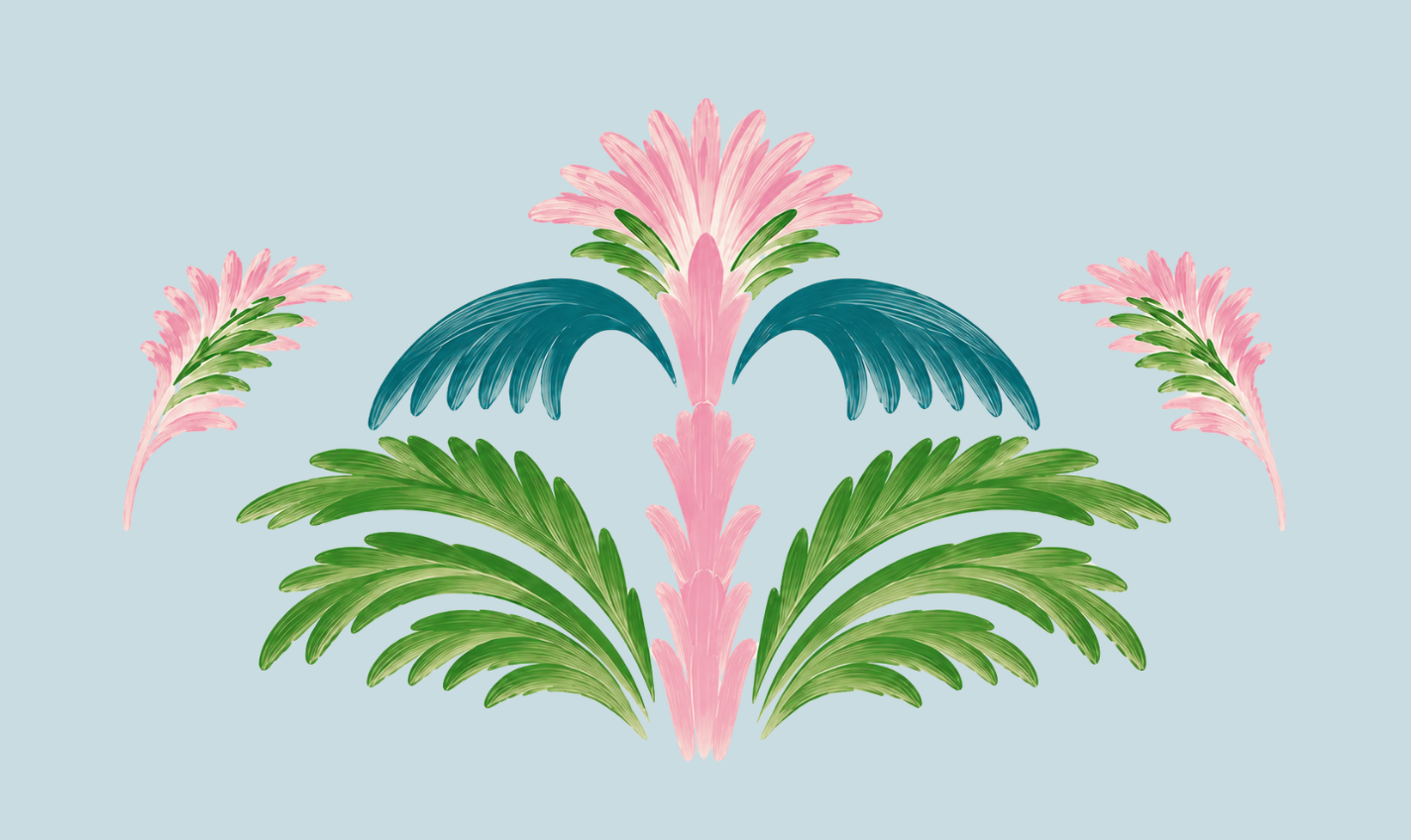 Bellagio Blush Powder Blue Bouquet Study - Tapestry