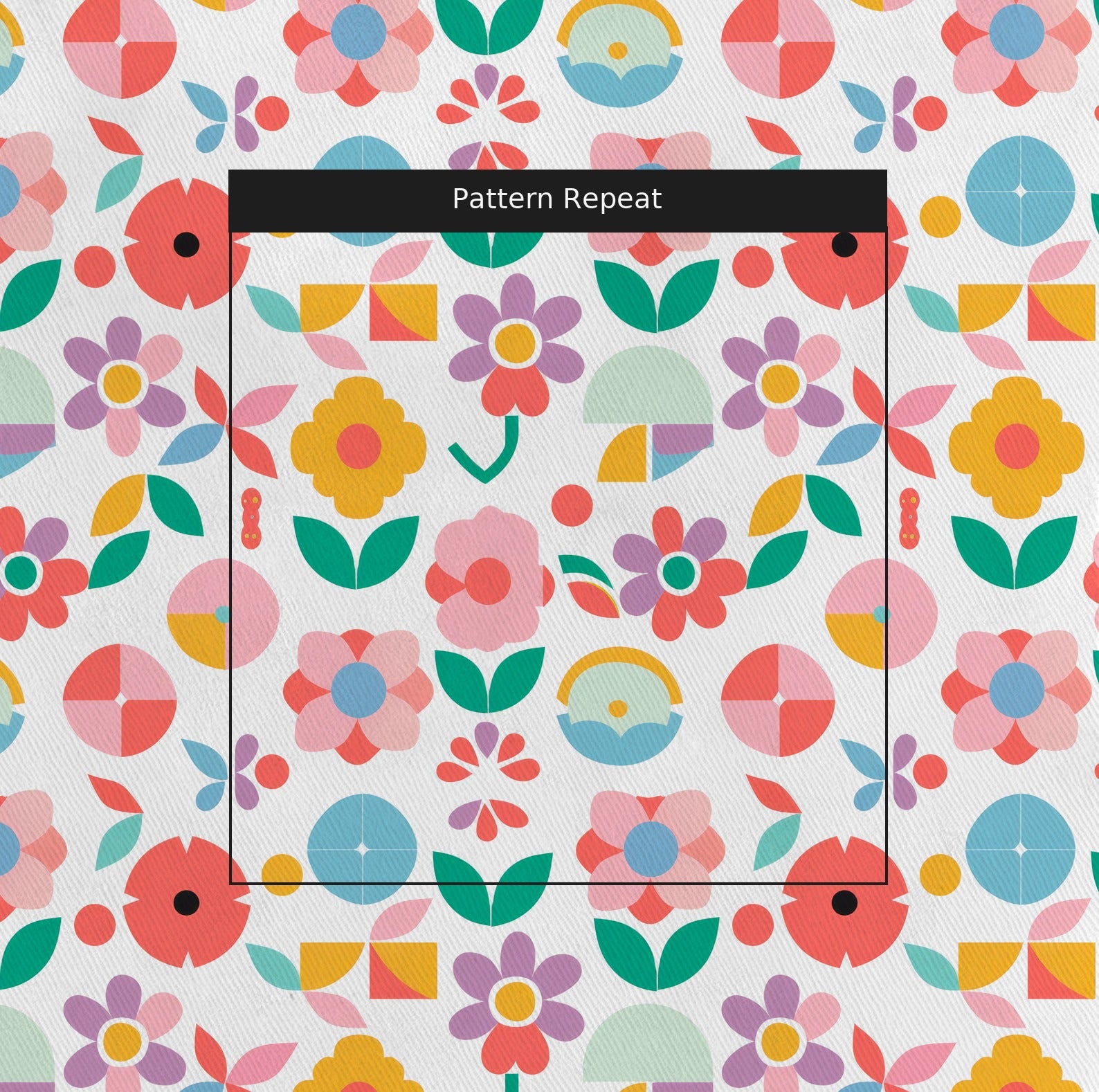 Geoflora Fabric by the Yard — pattern repeat