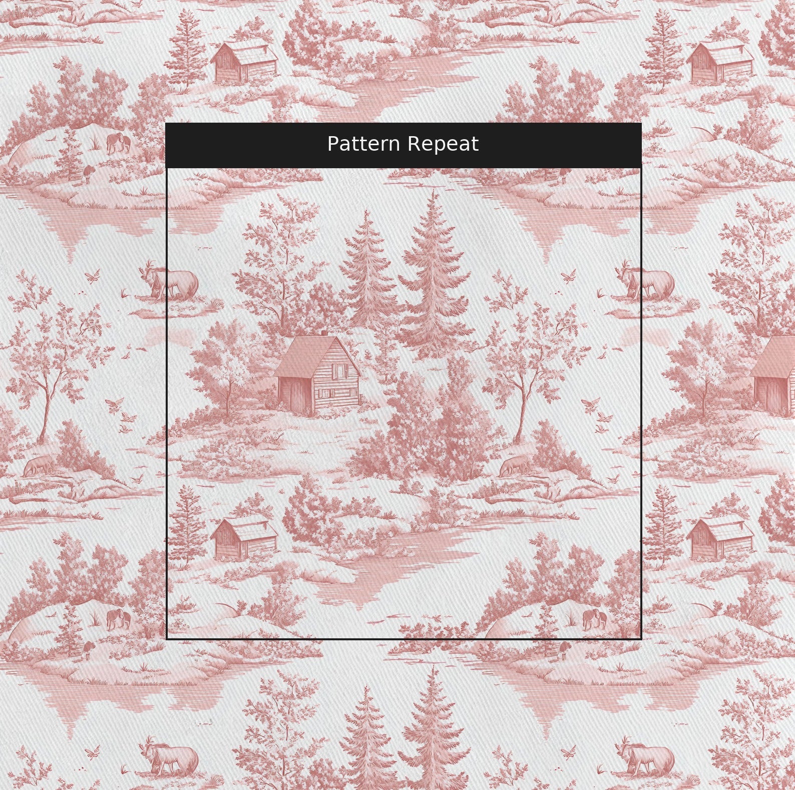 Vintage Woodland Fabric by the Yard — pattern repeat