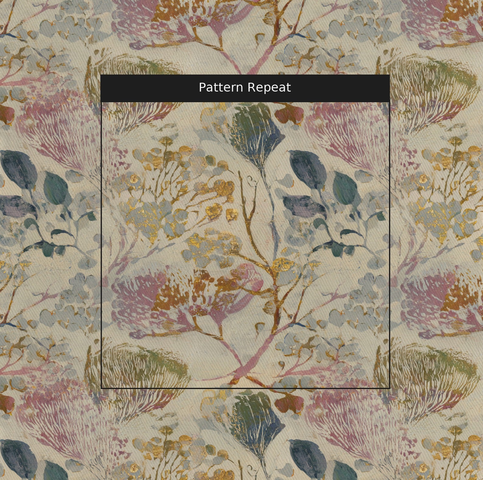 The Soft Green Fabric by the Yard — pattern repeat