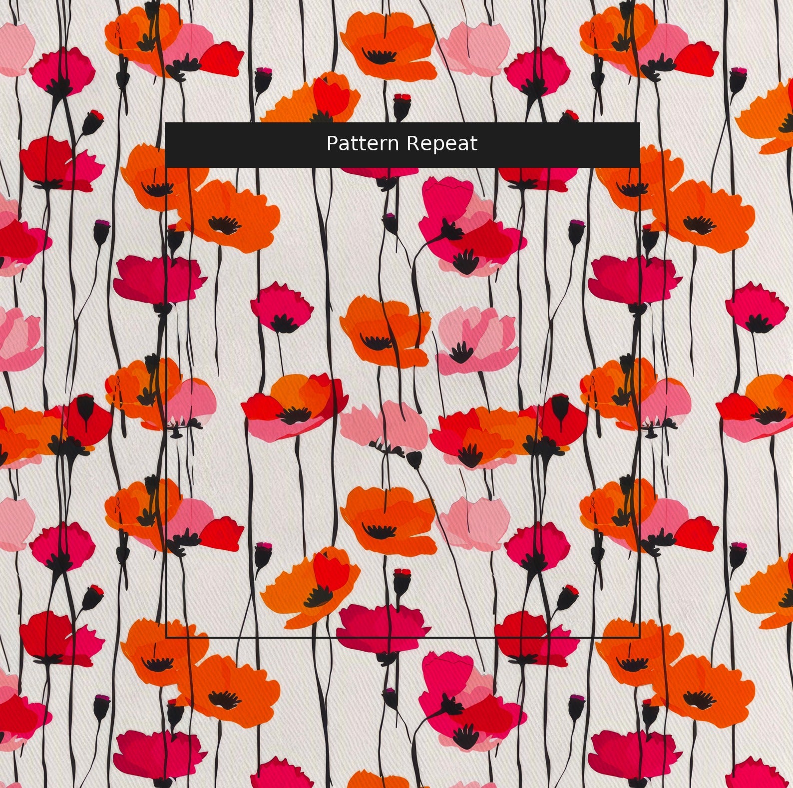 Piper's Poppy Parade Fabric by the Yard — pattern repeat