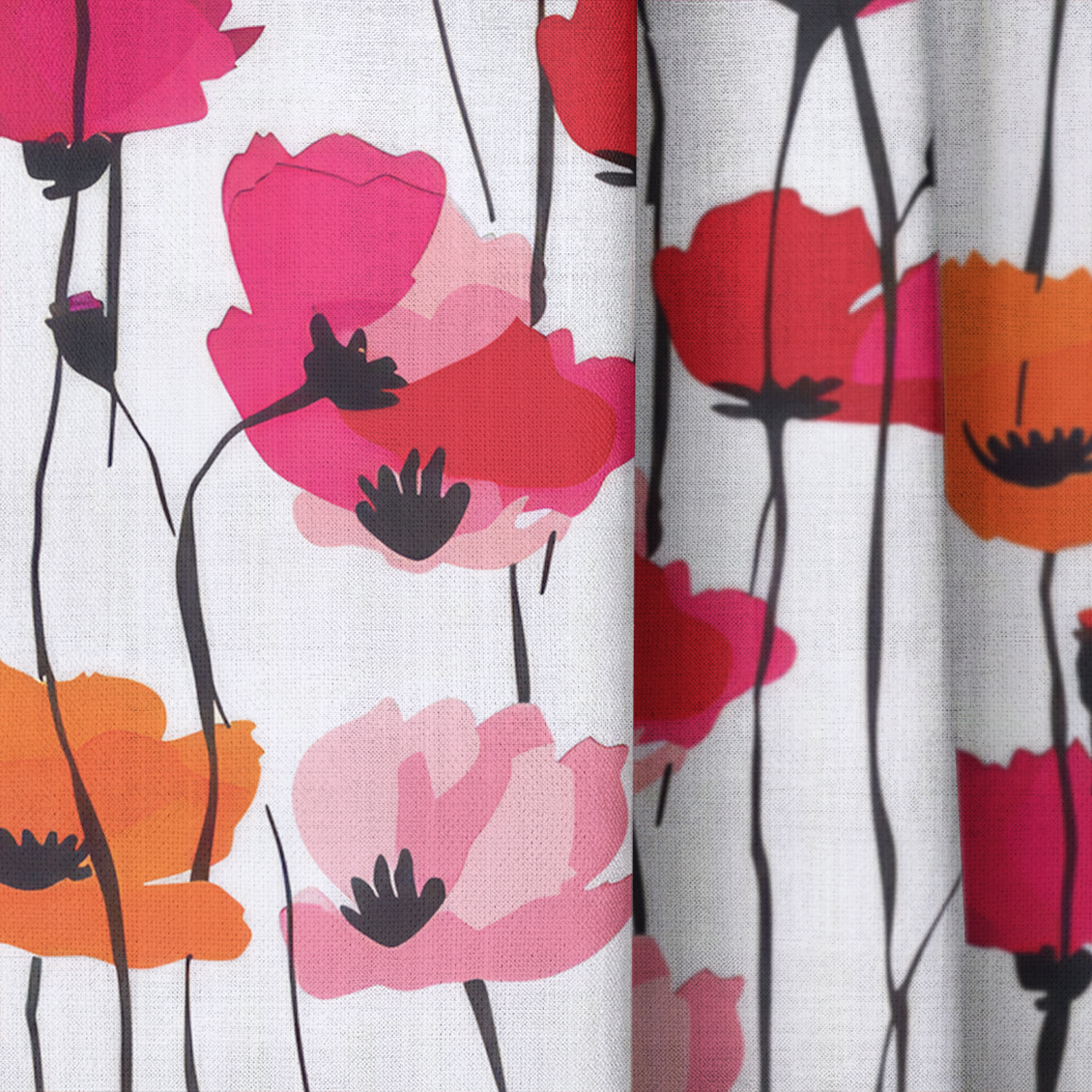 Piper's Poppy Parade - Drapery — close up
