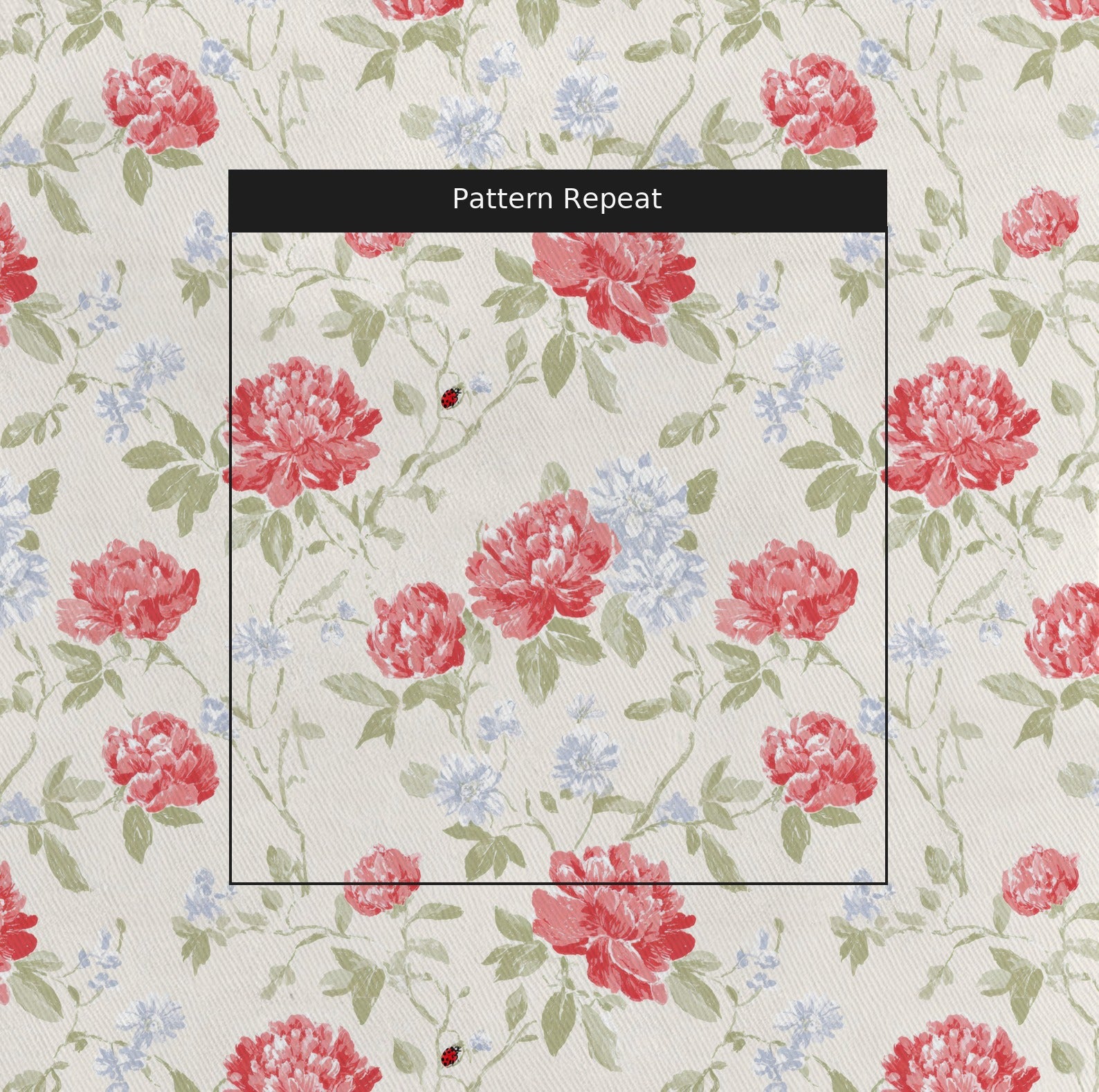 Crimson Garden Fabric by the Yard — pattern repeat