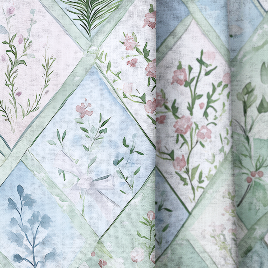 Winter's Patchwork - Drapery — close up