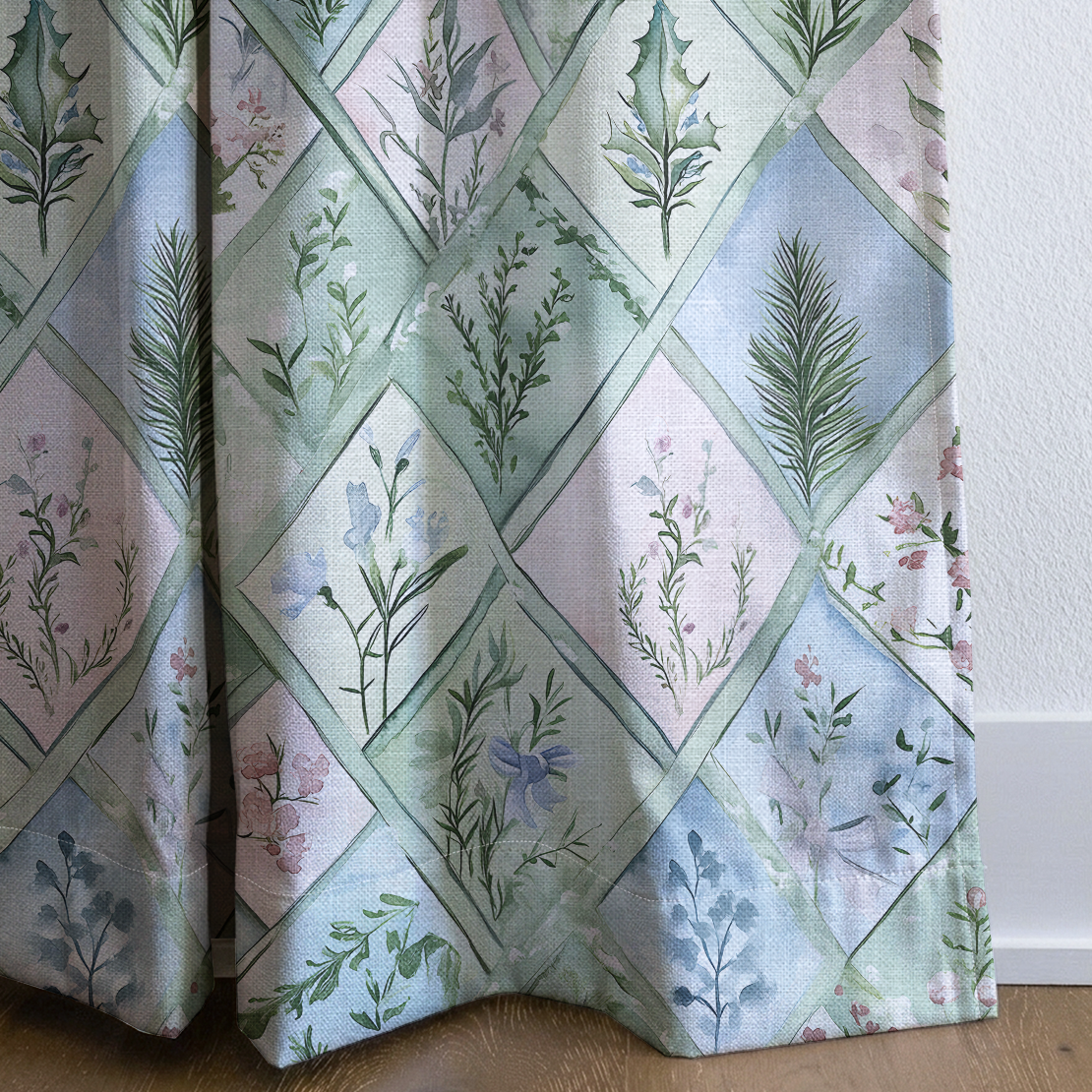 Winter's Patchwork - Drapery — corner closeup