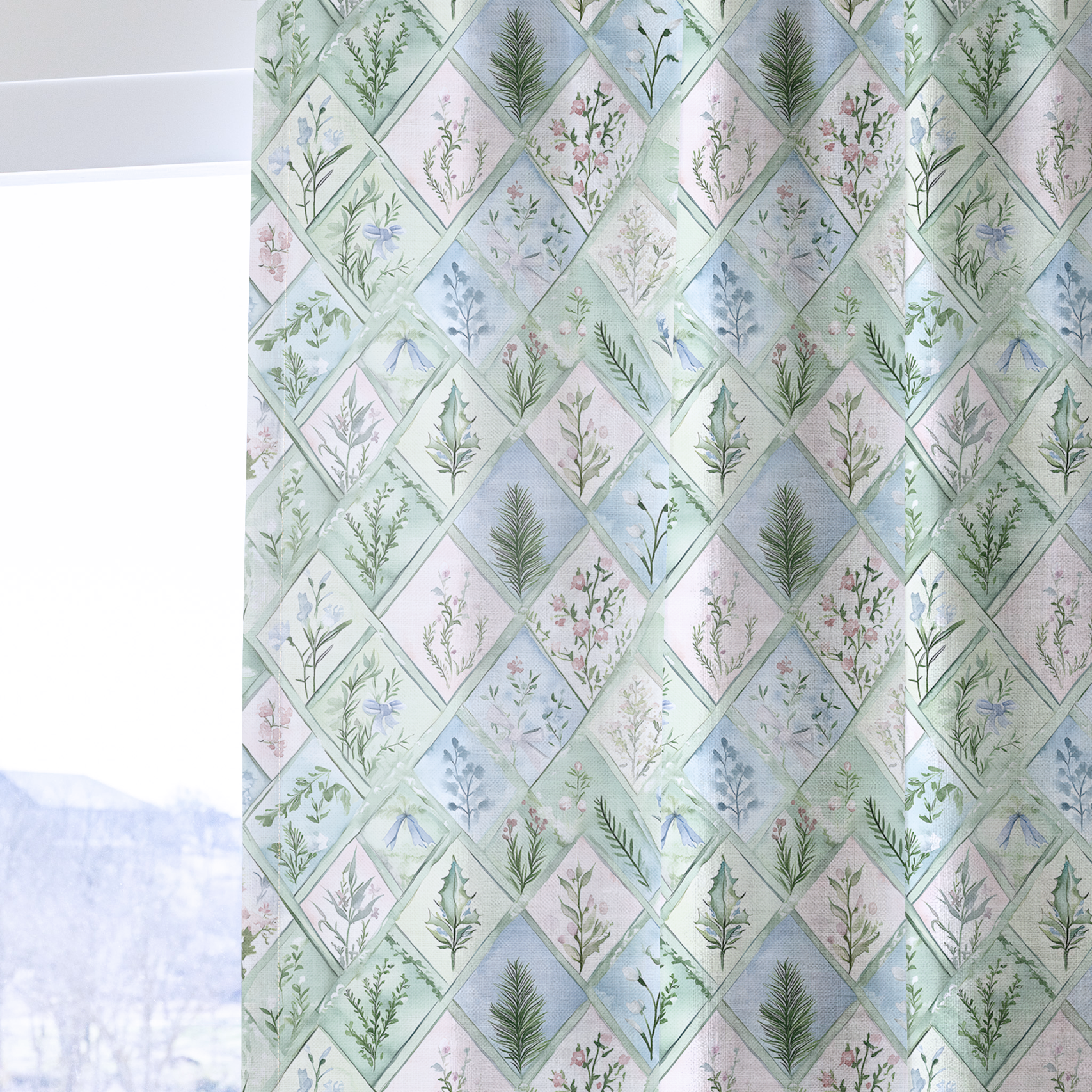 Winter's Patchwork - Drapery — one panel