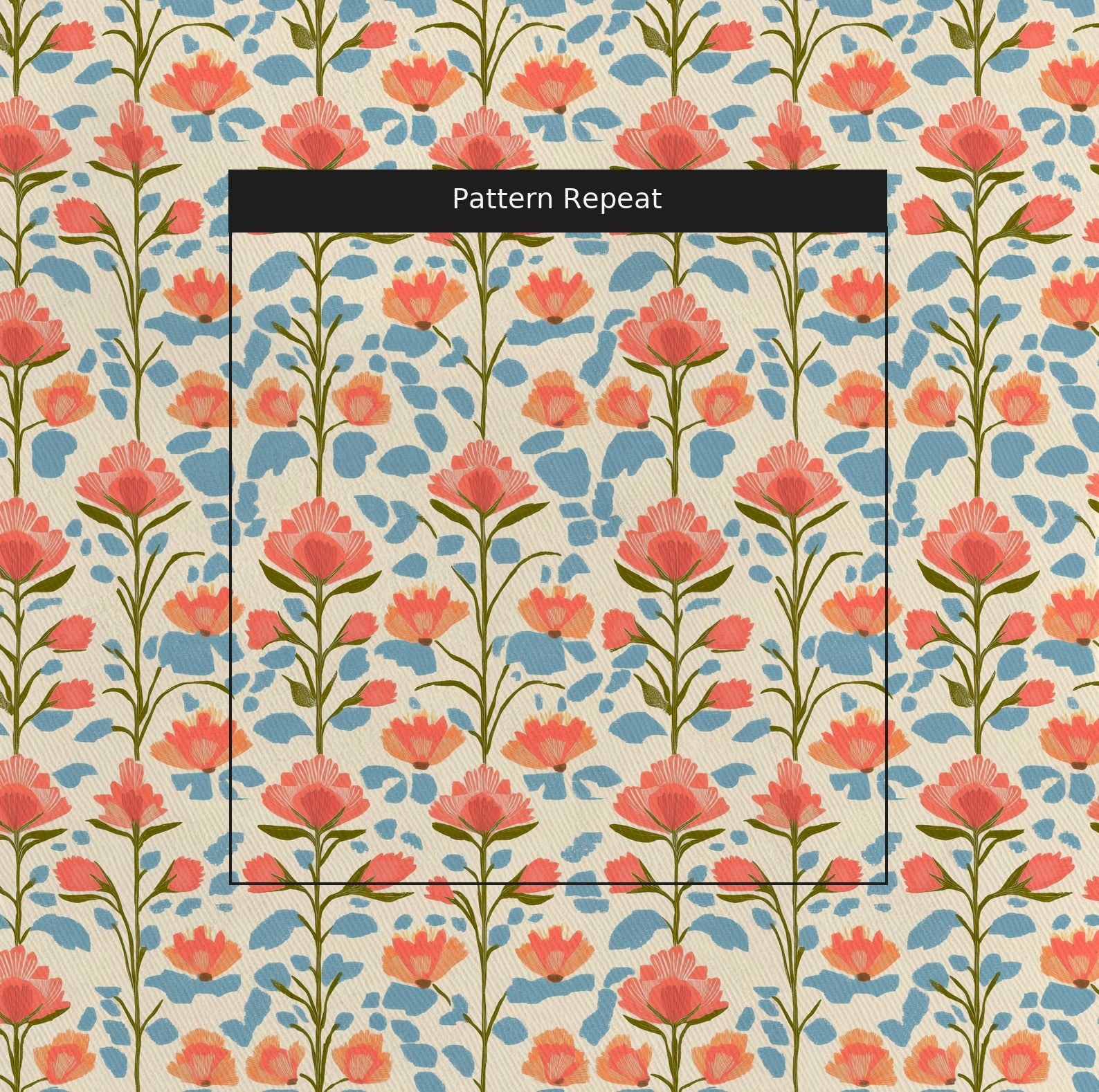 June In Bloom Fabric by the Yard — pattern repeat