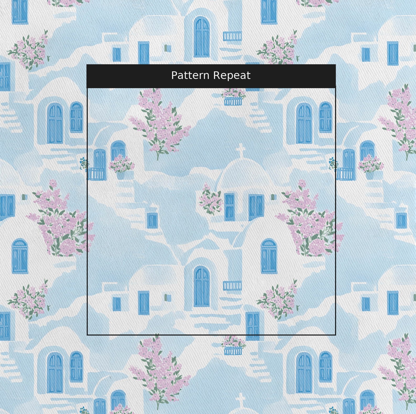 Santorini Sunset Fabric by the Yard — pattern repeat