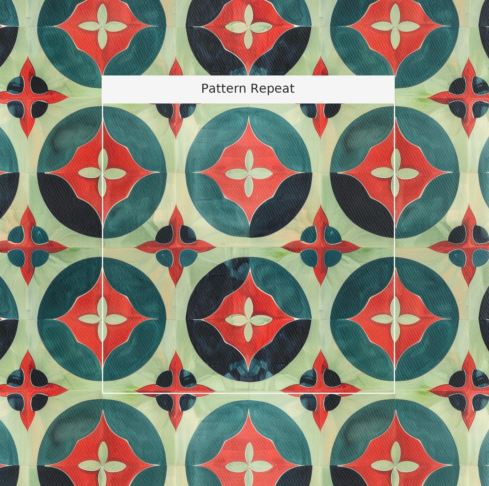 Isabella Fleur-de-Lis Watercolor Fabric by the Yard — pattern repeat