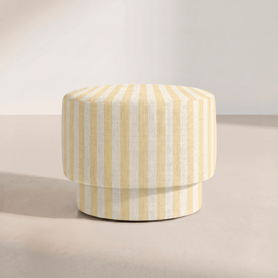 The Adelaide Ottoman in Juliet's Garden Easter Yellow Stripe