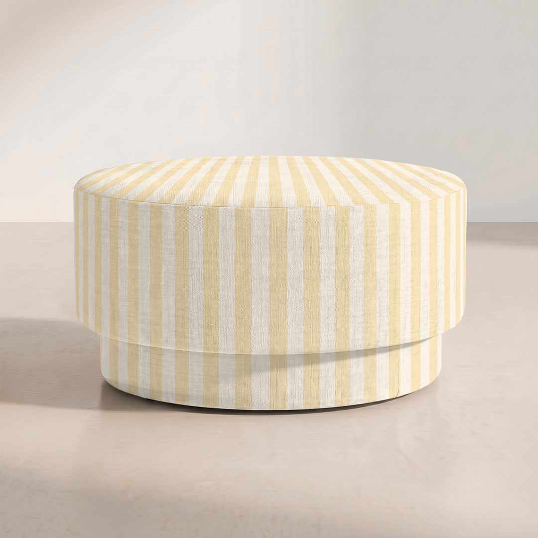 The Adelaide Ottoman in Juliet's Garden Easter Yellow Stripe