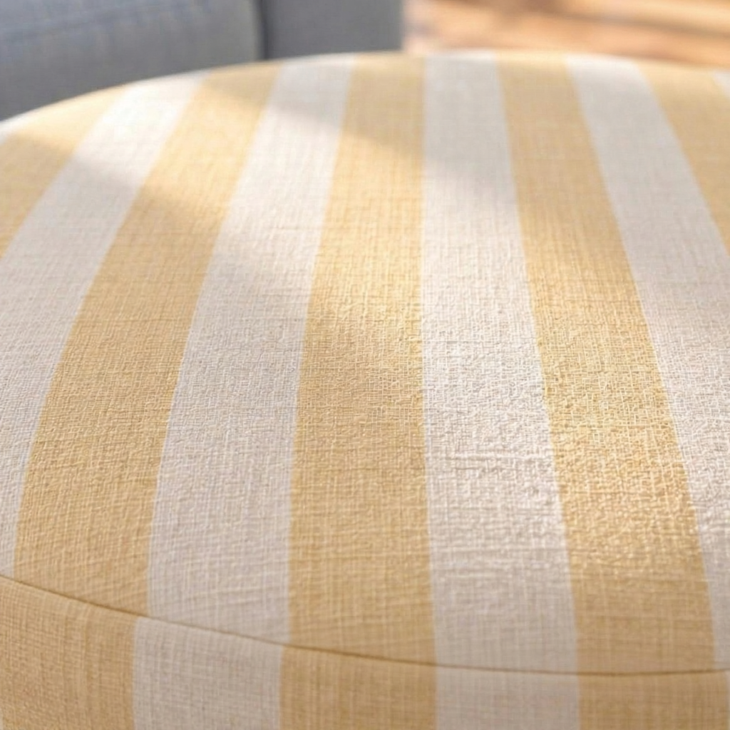 The Adelaide Ottoman in Juliet's Garden Easter Yellow Stripe