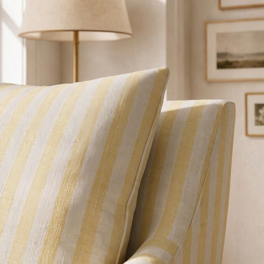The Eleanor Chair in Juliet's Garden Easter Yellow Stripe