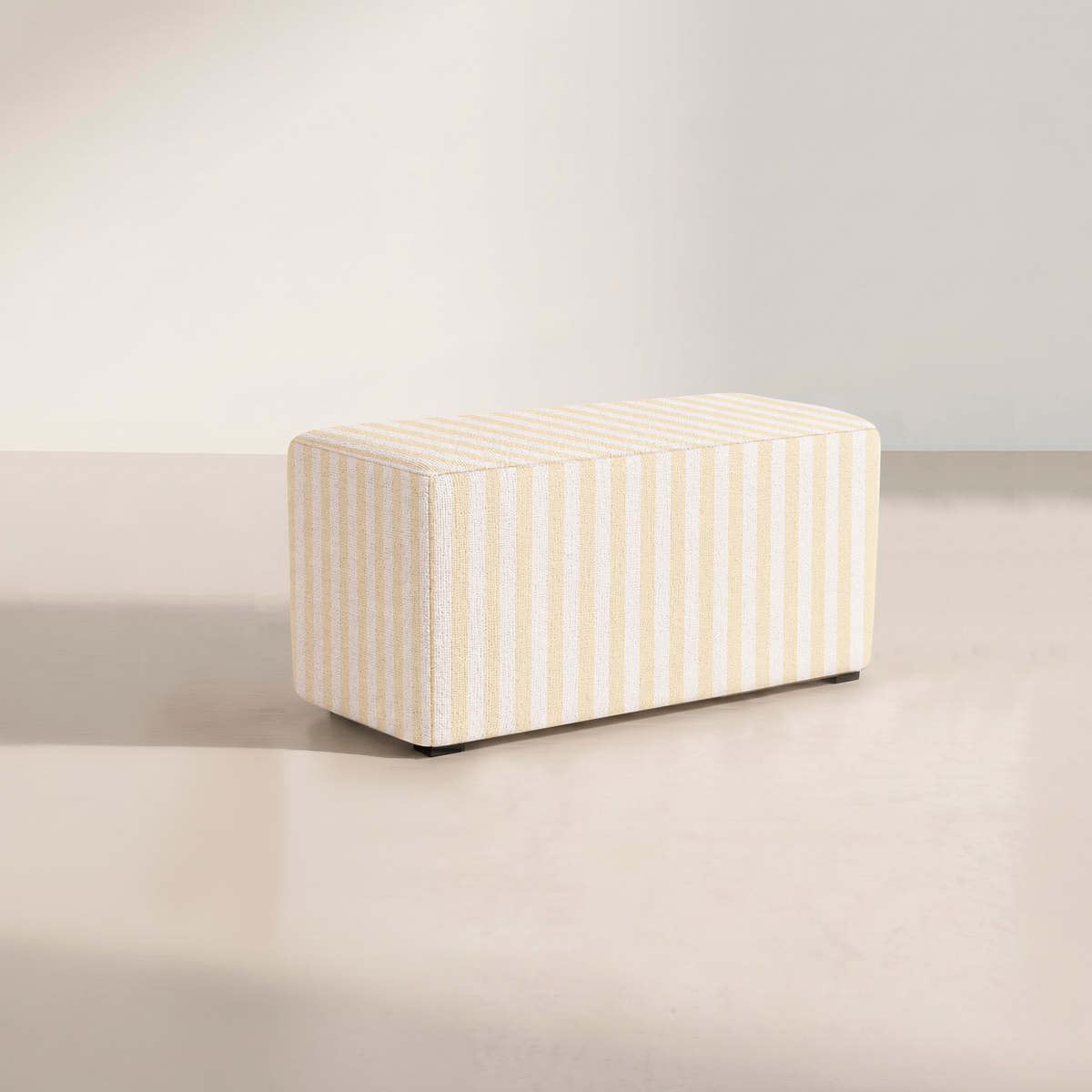 The Josephine Ottoman in Juliet's Garden Easter Yellow Stripe