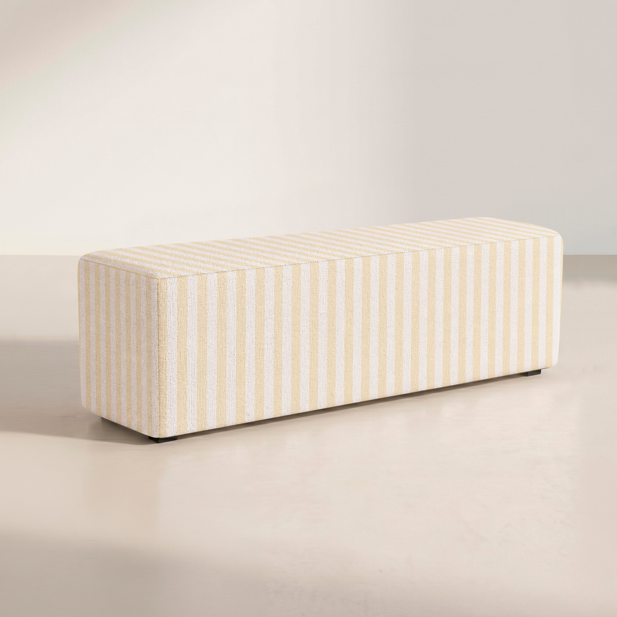 The Josephine Ottoman in Juliet's Garden Easter Yellow Stripe