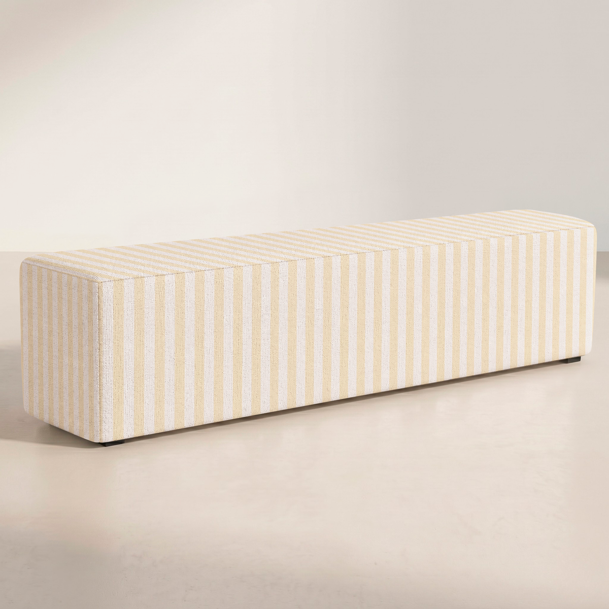 The Josephine Ottoman in Juliet's Garden Easter Yellow Stripe