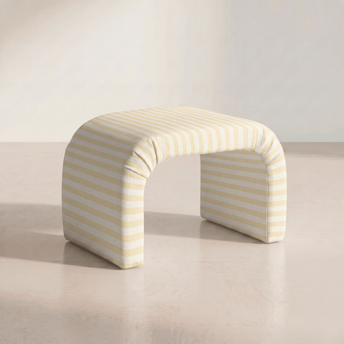The Lewis Ottoman in Juliet's Garden Easter Yellow Stripe - Lemon Park