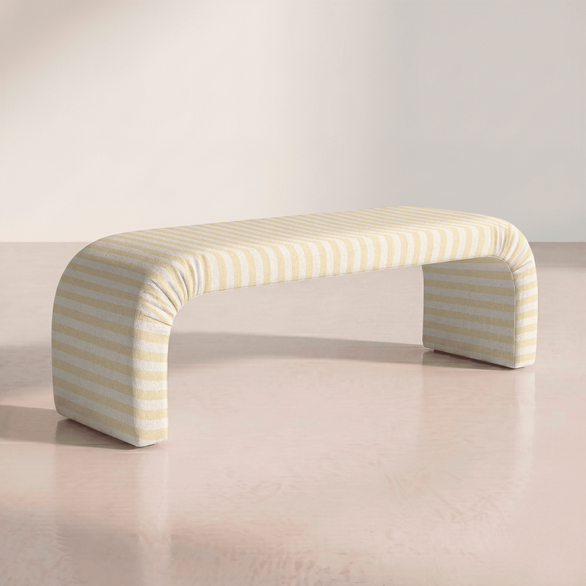 The Lewis Ottoman in Juliet's Garden Easter Yellow Stripe - Lemon Park