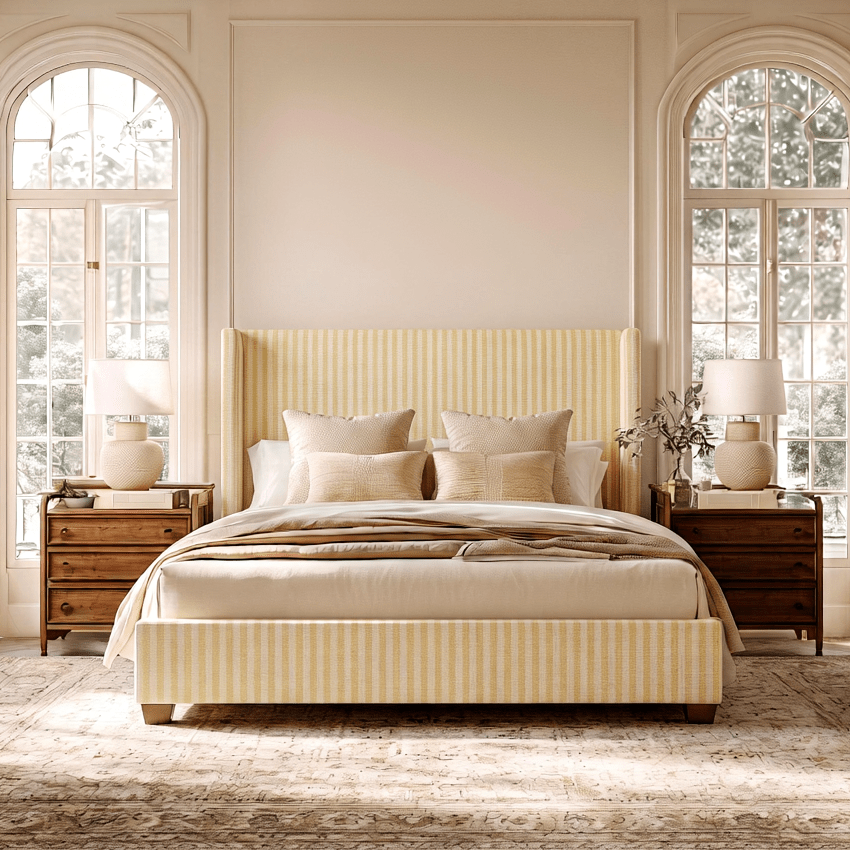 The Selene Bed in Juliet's Garden Easter Yellow Stripe