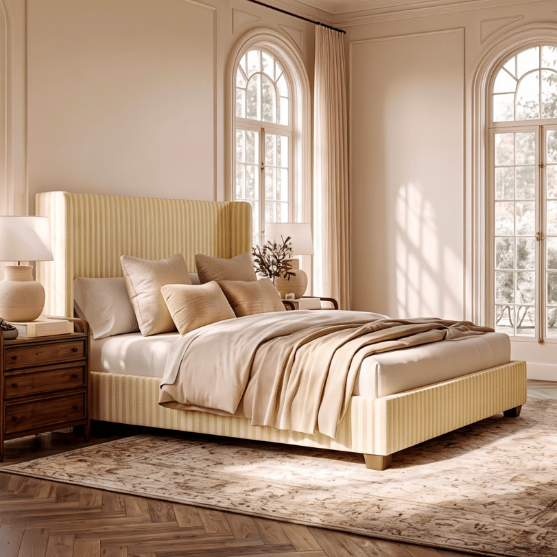 The Selene Bed in Juliet's Garden Easter Yellow Stripe
