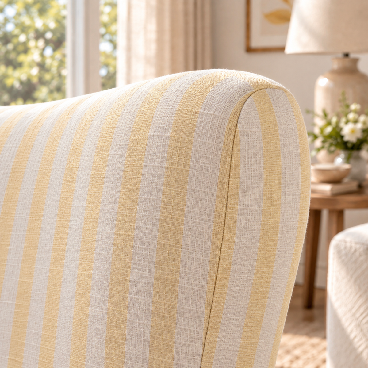 The Winston Chair in Juliet's Garden Easter Yellow Stripe