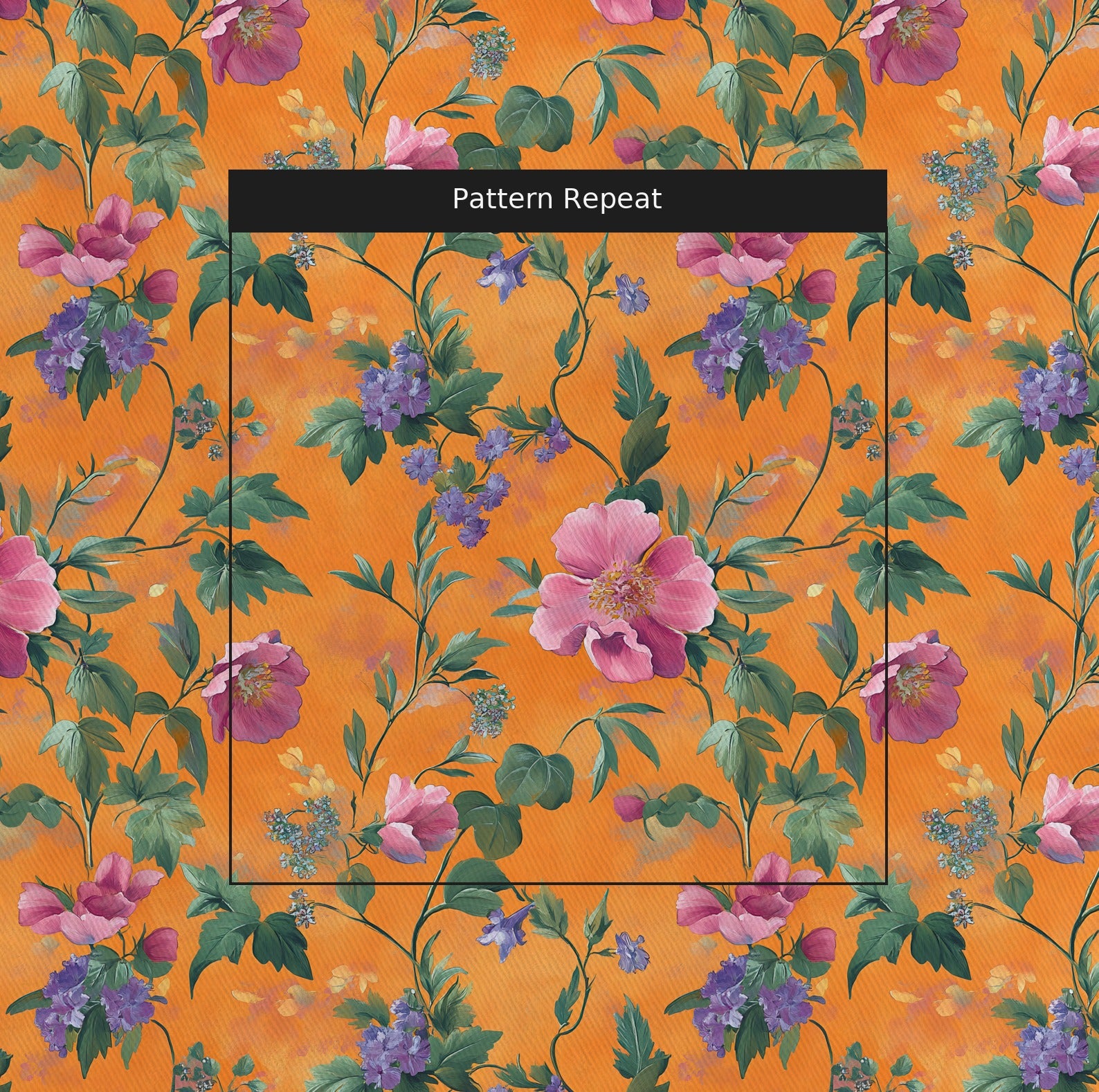 Petals & Persimmons Fabric by the Yard — pattern repeat