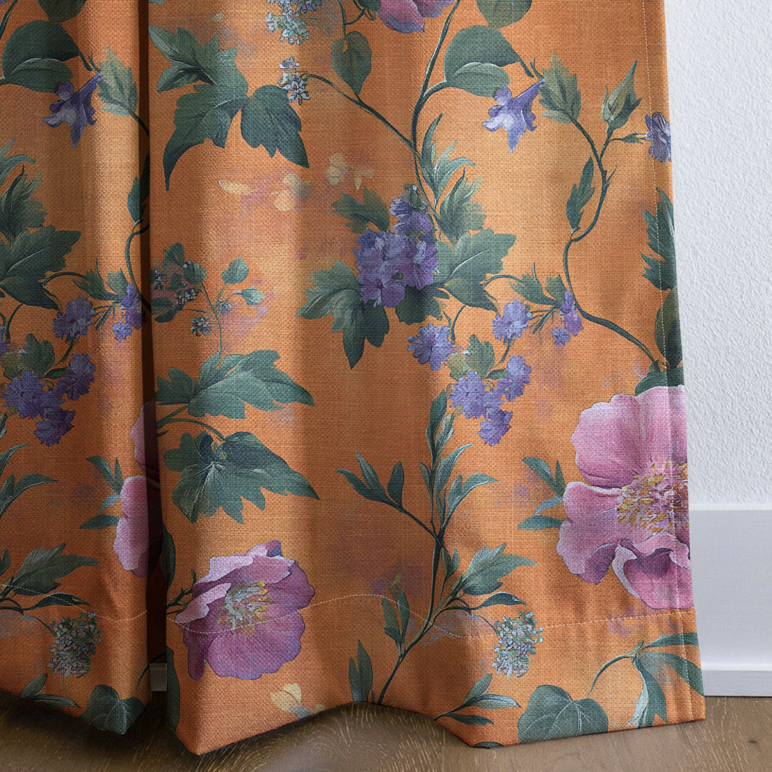 Petals & Persimmons - Drapery — corner closeup