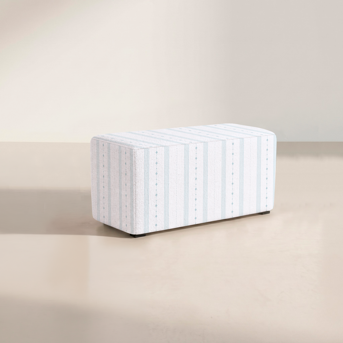 The Josephine Ottoman in Pearl's Haven Spring Blue Stripes
