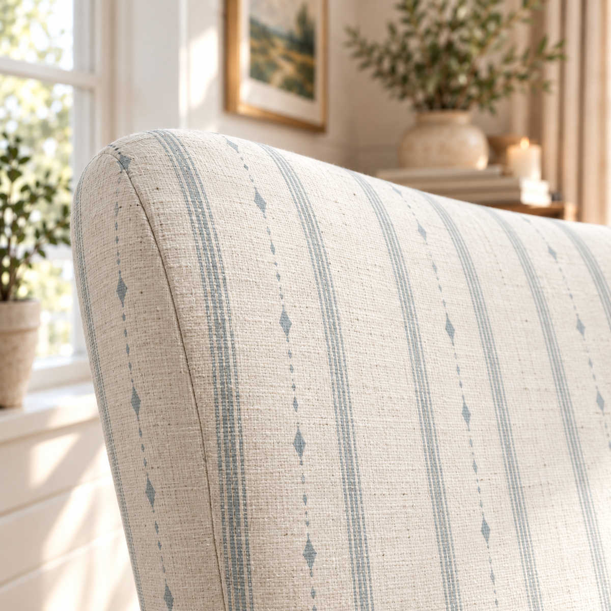 The Winston Chair in Pearl's Haven Spring Blue Stripes