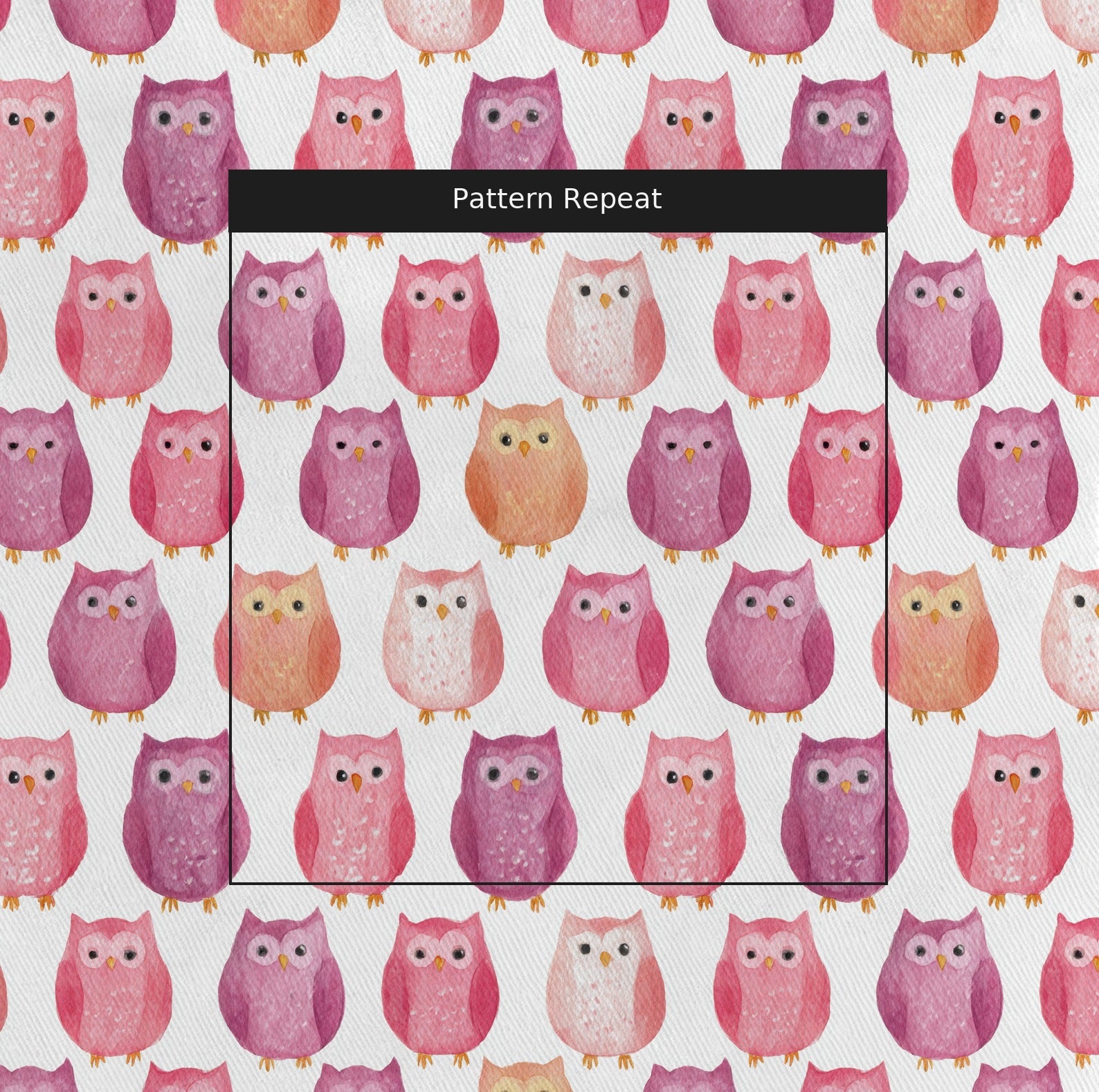 Blush Owls Fabric by the Yard — pattern repeat