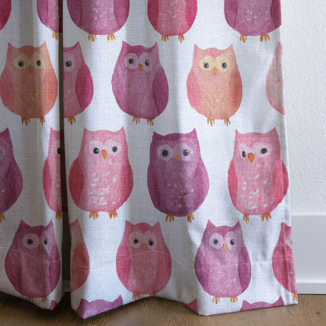 Blush Owls - Drapery — corner closeup