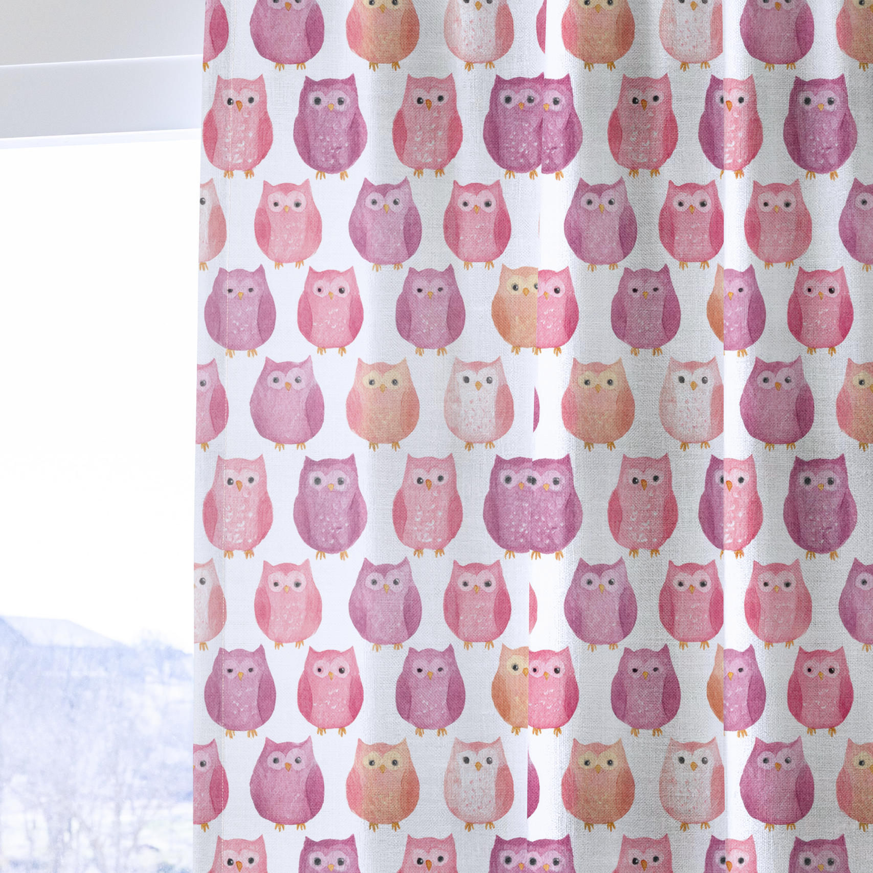 Blush Owls - Drapery — one panel