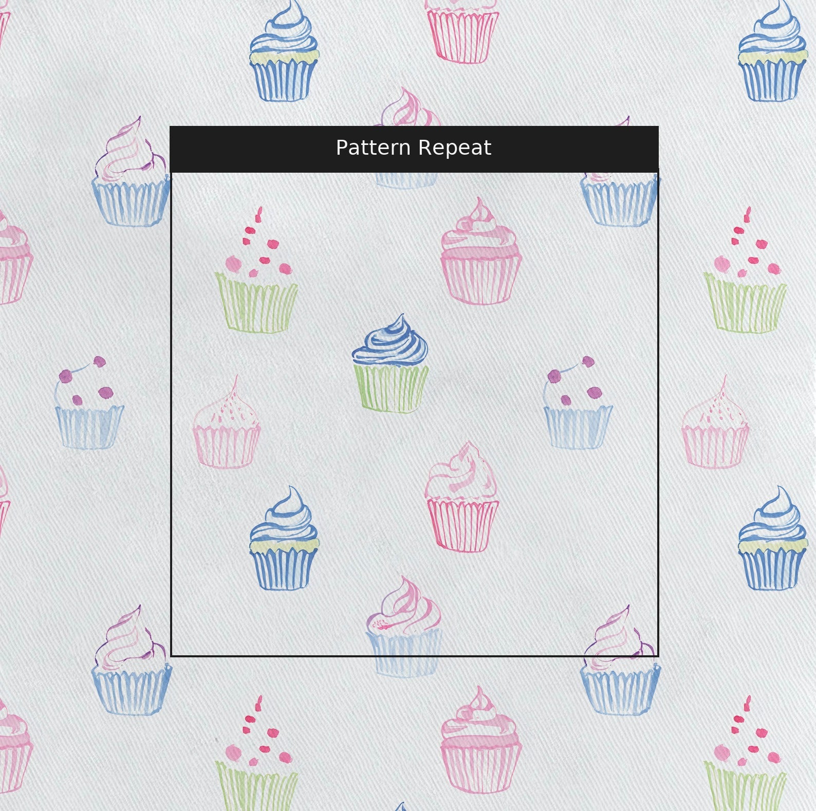 Cupcake Cuties Fabric by the Yard — pattern repeat
