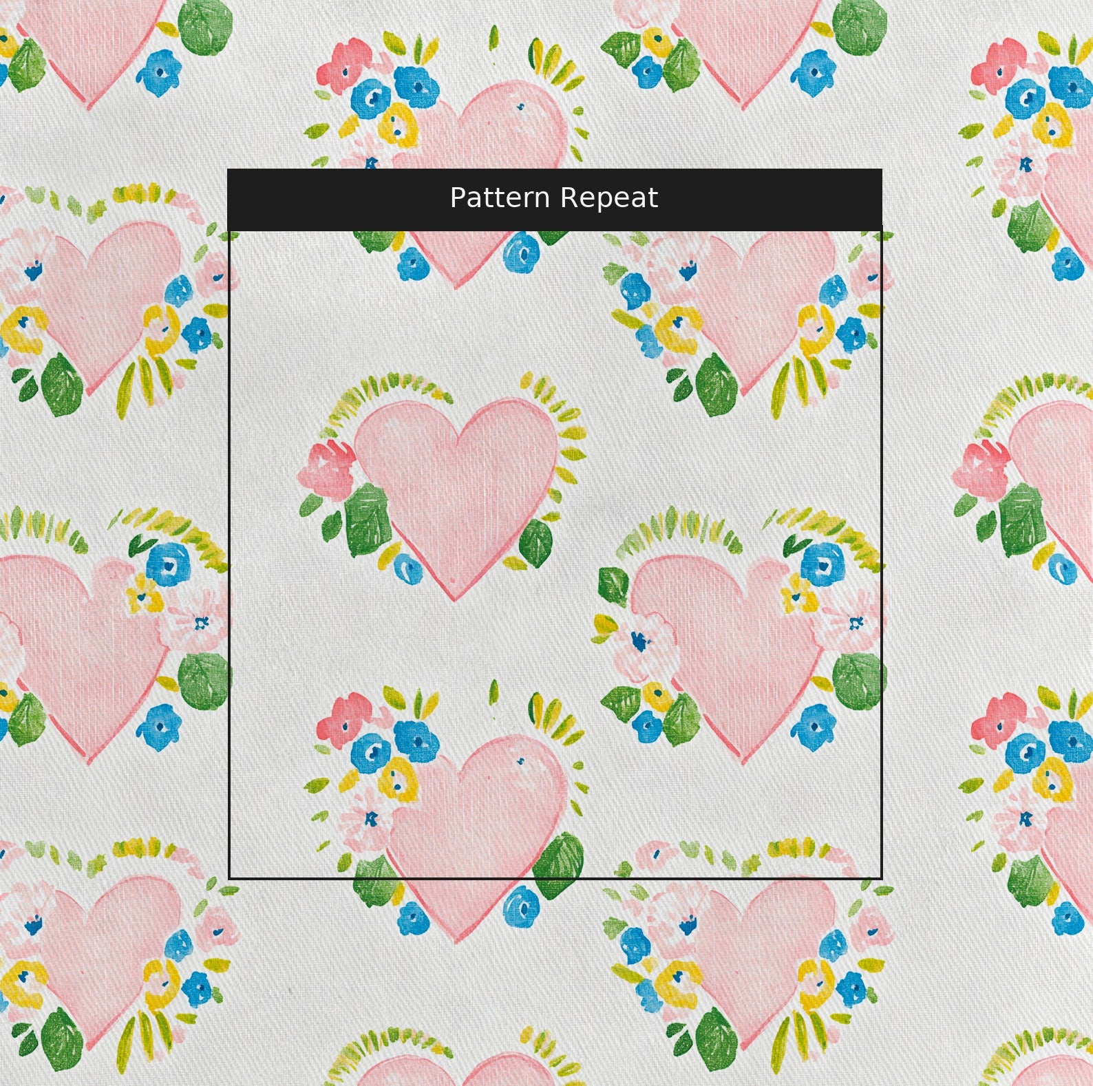 Rosabella Hearts Fabric by the Yard — pattern repeat