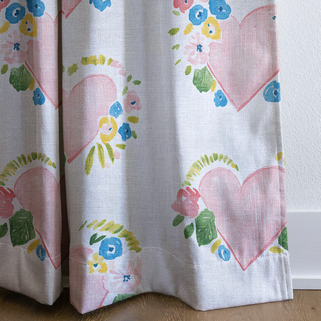 Rosabella Hearts - Drapery — corner closeup