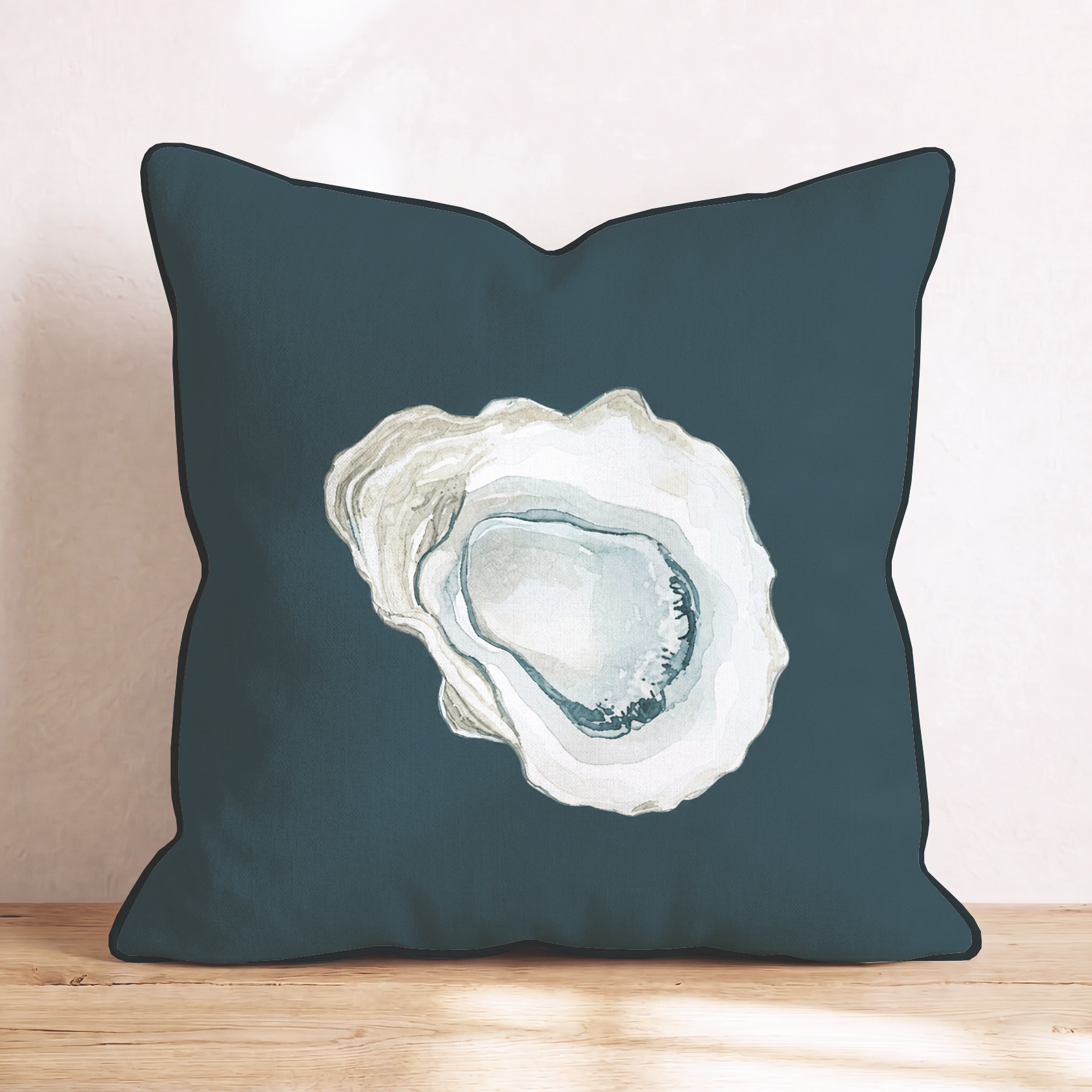 Pearl's Haven Teal Oyster Throw Pillow