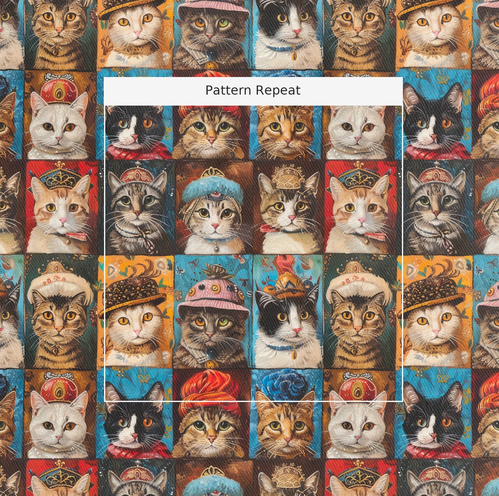 Regal Whiskers Fabric by the Yard — pattern repeat