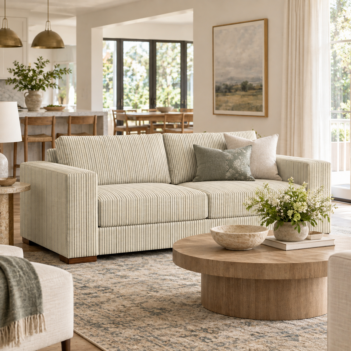 The Christopher Sofa in Jude Pinstripe