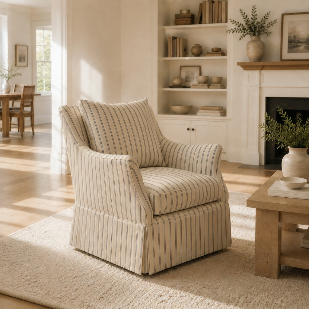 The Eleanor Chair in Jude Pinstripe