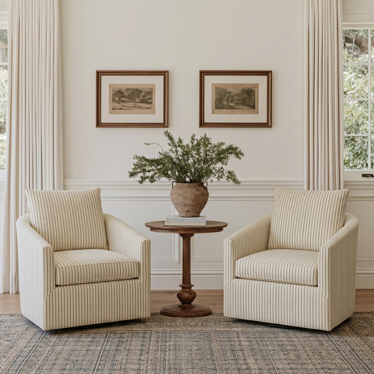 The Grace Chair in Jude Pinstripe - Lemon Park