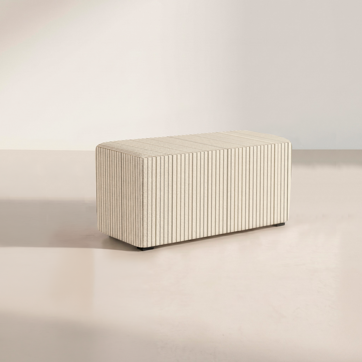 The Josephine Ottoman in Jude Pinstripe