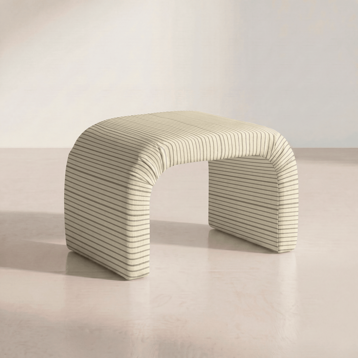 The Lewis Ottoman in Jude Pinstripe - Lemon Park