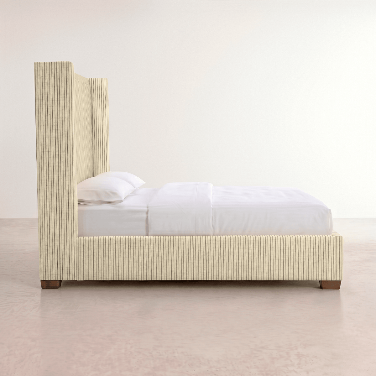 The Selene Bed in Jude Pinstripe - Lemon Park