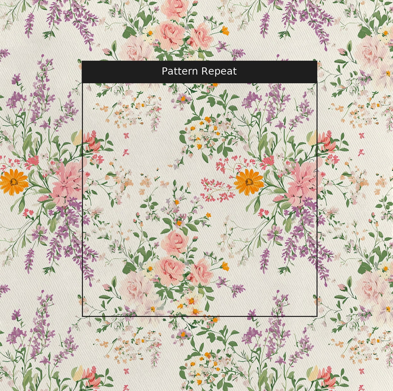 Lavender Lace Fabric by the Yard — pattern repeat