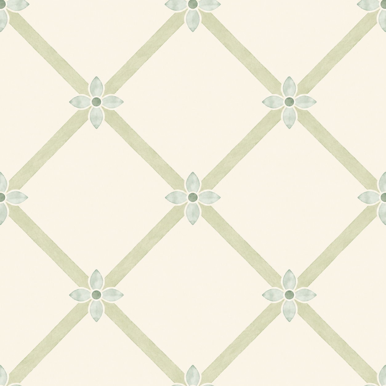 Mint To Be Floral Lattice Wallpaper