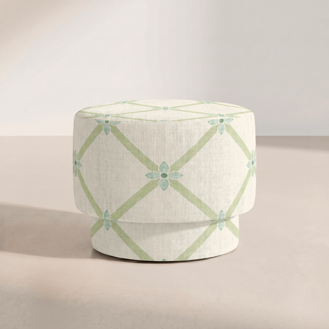 The Adelaide Ottoman in Mint To Be Floral Lattice