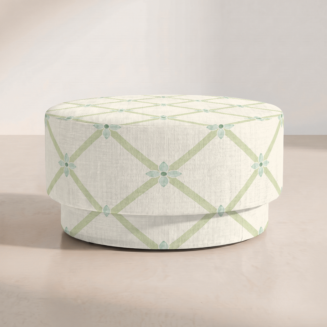 The Adelaide Ottoman in Mint To Be Floral Lattice