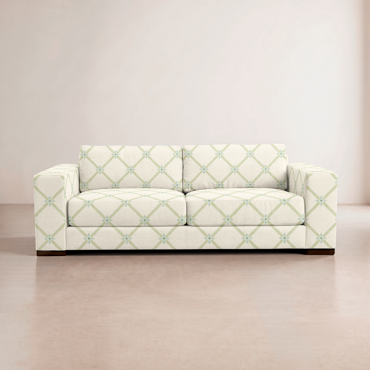 The Christopher Sofa in Mint To Be Floral Lattice