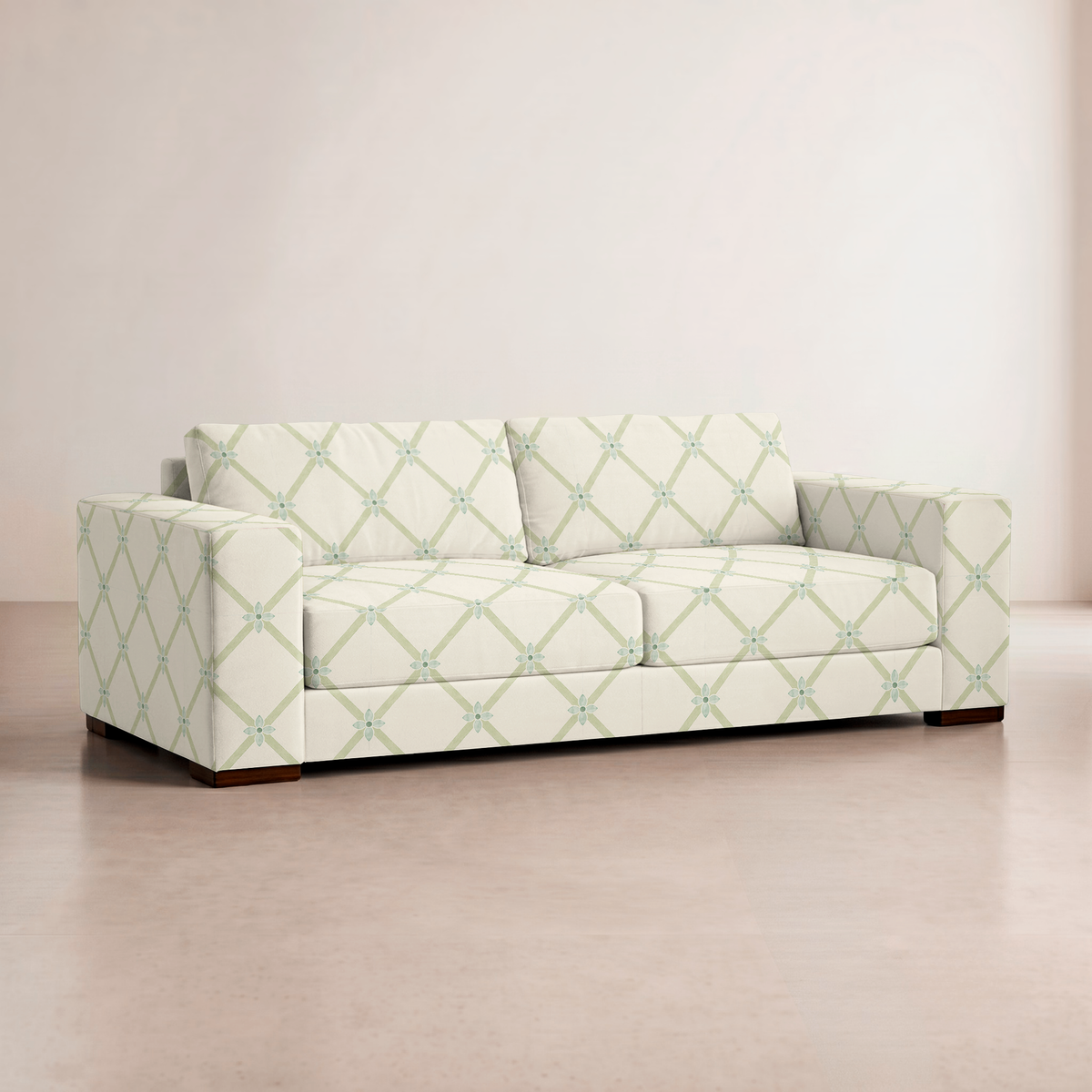 The Christopher Sofa in Mint To Be Floral Lattice