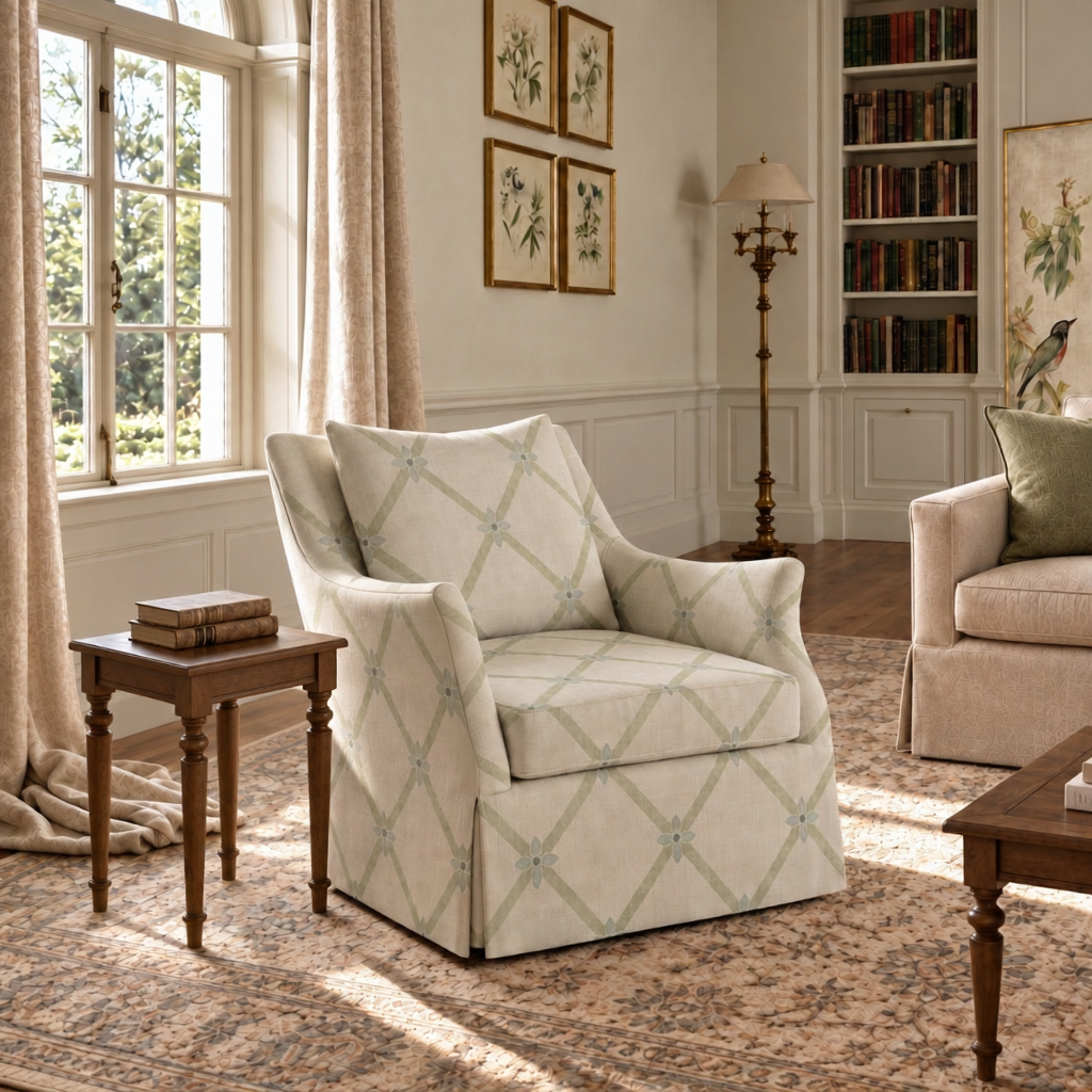 The Eleanor Chair in Mint To Be Floral Lattice
